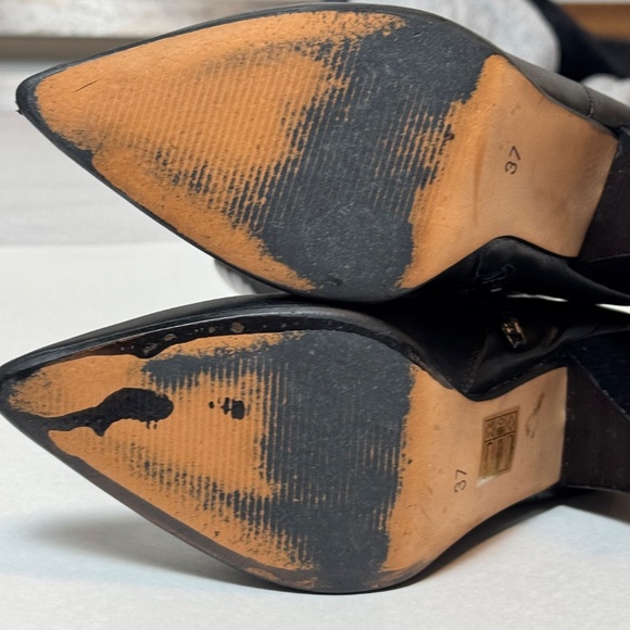 L'Intervalle Black Leather Mid-height 3.5" Cone Heel Boot, Women's Size 6.5 / 37 - Picture 13 of 14